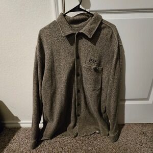 Vintage Quiksilver Mens Large Brown Marled Knit Button Down Sweater Jacket USA